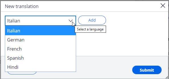 Select a language for the content