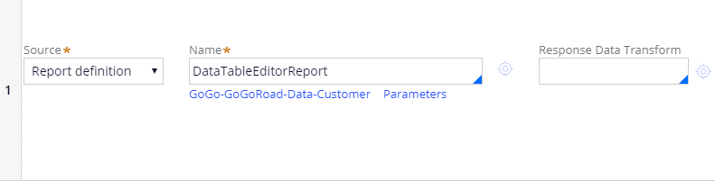 Data source configured to populate a data page using a report definition