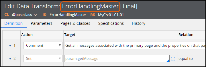 error handling master dt