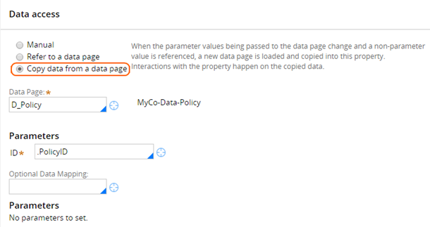 Property copy from data page