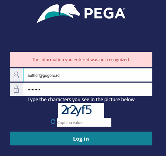 Security Policy Challenge Test - Login Screen with Captcha
