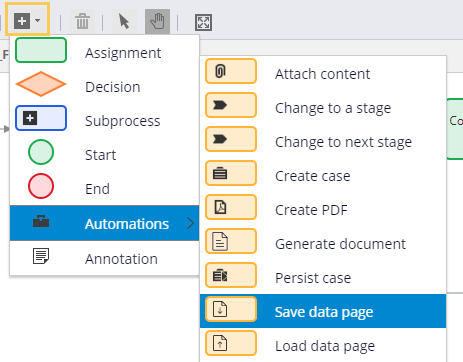 Add Save data page automation to the Process Modeler