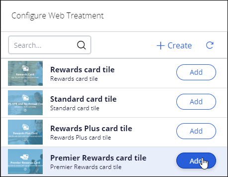 Select a web treatment