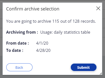 confirm archive selection