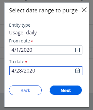 select date for purge data