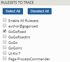 Tracer Rulesets to Trace section