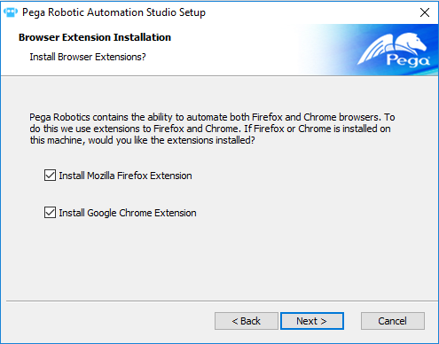 Screenshot showing the Browser Extension Installation screen.