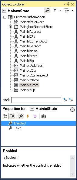 Screenshot showing the object inspector in object explorer