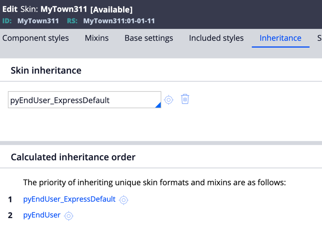 Example of inheritance for the app Studio theming to be functional