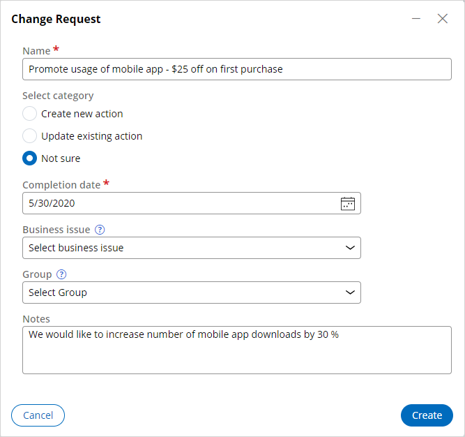 Change request type not sure