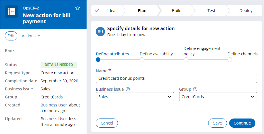 Define attributes section