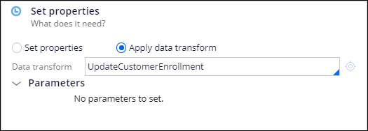 Set properties section of the Collect enrollment information connector properties
