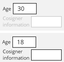 Disable cosigner information based on a when rule