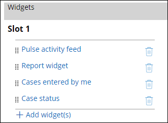 The Pulse activity feed and Report widgets moved to the top two positions in Slot 1.