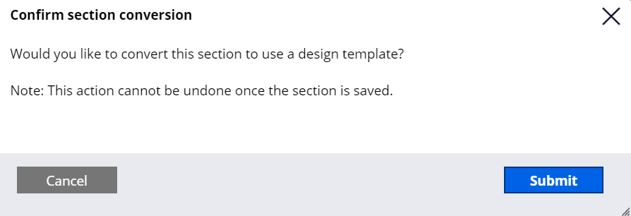 convert the section to use the to use a design template