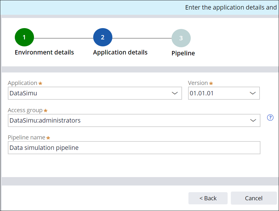 the multi-step process used to create and configure a data migration pipeline in Deployment Manager to import or export the data from one environment to another environment.  
