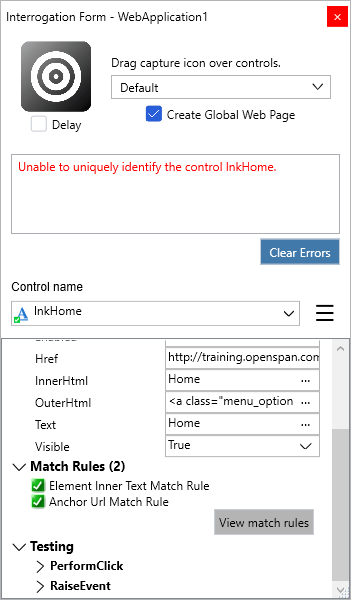 Screenshot showing ambiguous matching in the interrogation form