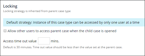 Case locking options for a child case