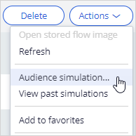 Action level audience simulation menu