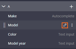 Edit this "Dropdown" icon to the right of the Model field