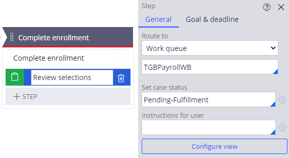 how to set assignment status in pega