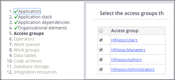 Access groups in stack
