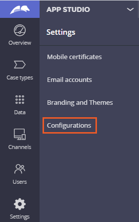 Configurations menu