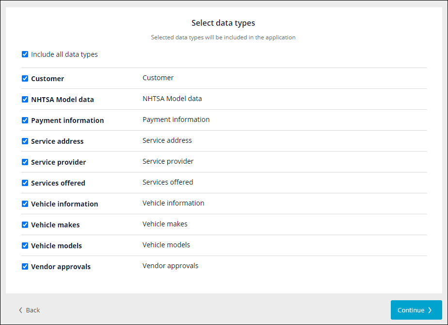 select all data types