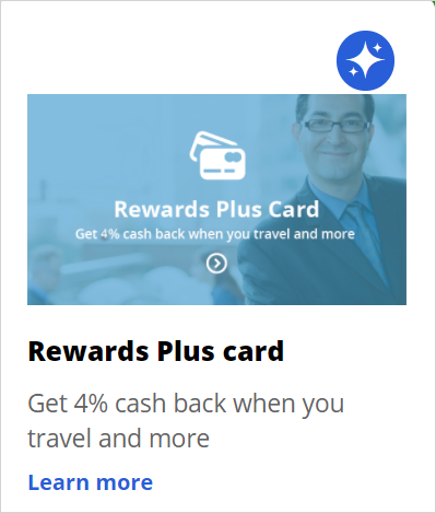 rewards plus card image with increased cashback