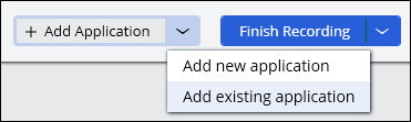 Screenshot showing the Add existing application option in the Add applcation menu