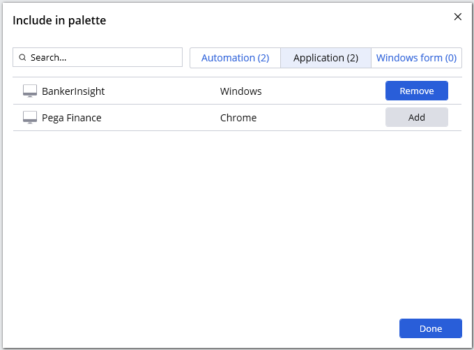 Adding a BankerInsight application to the automation