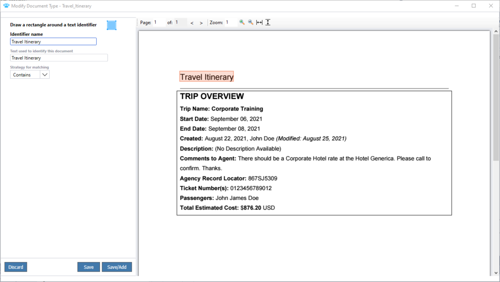 Screenshot showing the identifier modification screen in the Add New Document Type wizard.