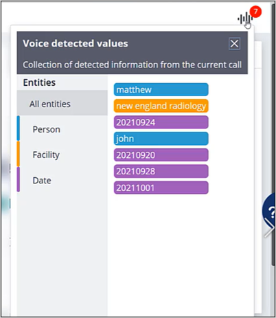 voice detected values