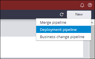 Image depicts the New button to create a new pipeline on the Deployment Manager.