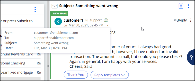 Dispute Transaction email details