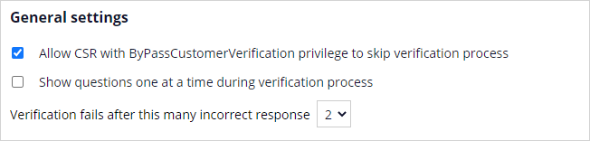 Customer verification general settings