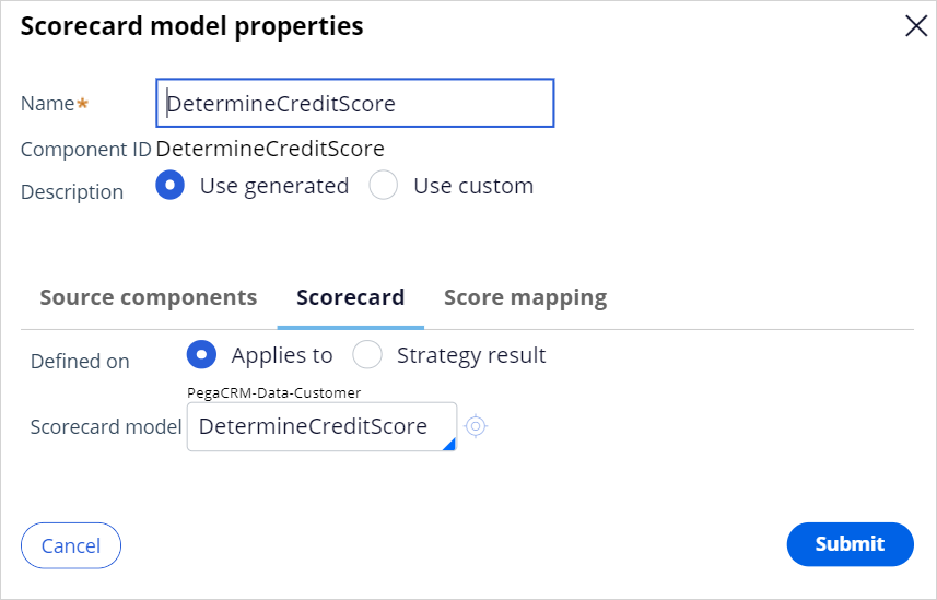 scorecard model properties
