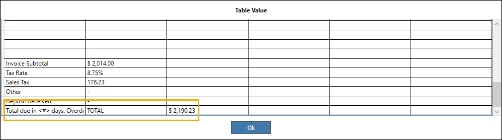 Result of table identification