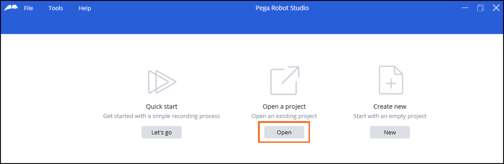 open project in Robot Studio