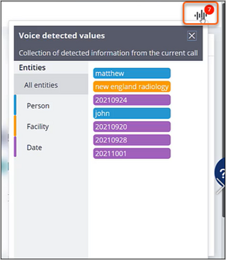 List of Voice detected values