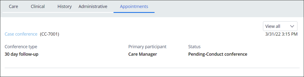 The appointments tab