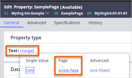 Choose single page property