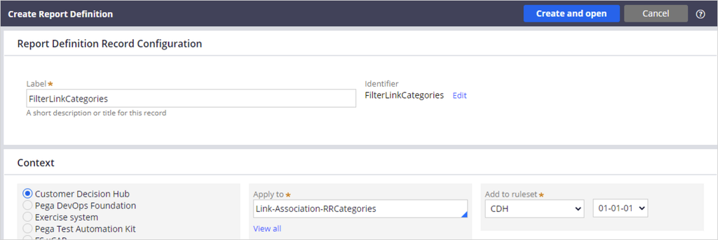 Creating the filter rule for linked associations