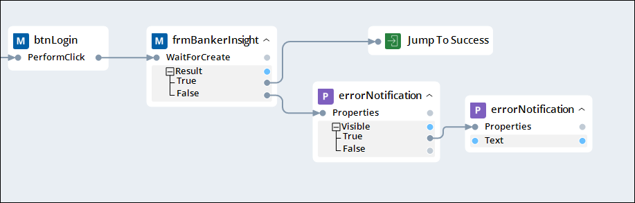 Adding the errorNotification Text property and Visible property to the automation