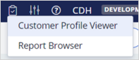 The Reports menu including Customer Profile Viewer