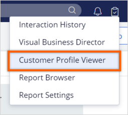 Customer Profile Viewer is located in the Reports context menu