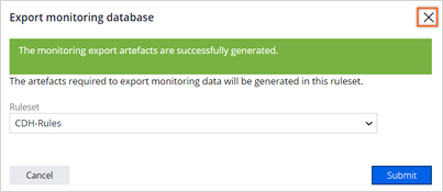 The export monitoring data base settings