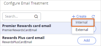 Create internal email treatment