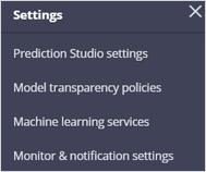 The settings menu