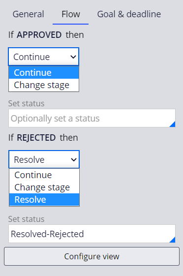 Flow tab of the Approve/Reject step